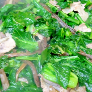小松菜と豚小間の炒め物